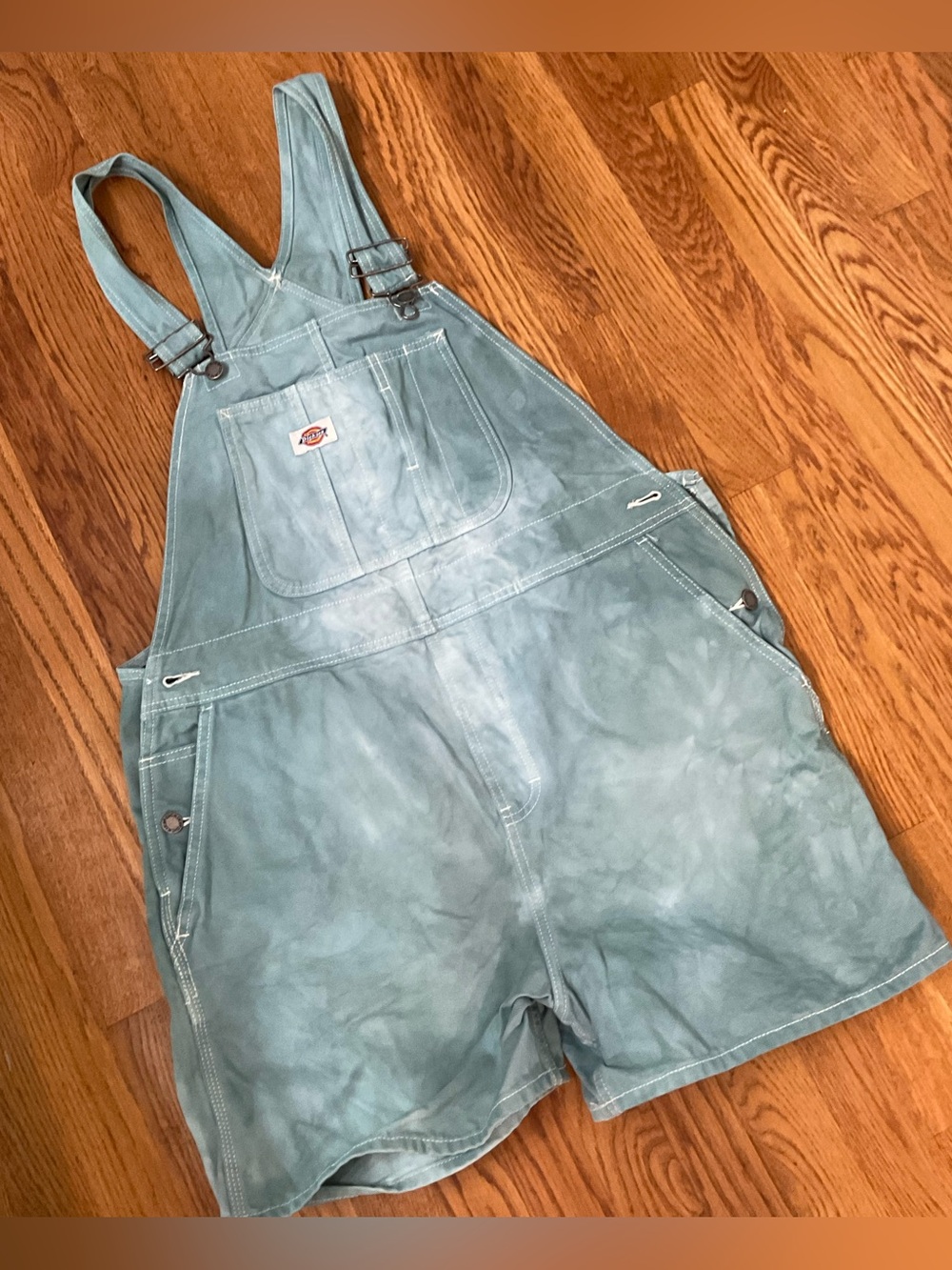Dickies Men's  Teal Blue Green acid wash Short Overalls.Size Unisex XL